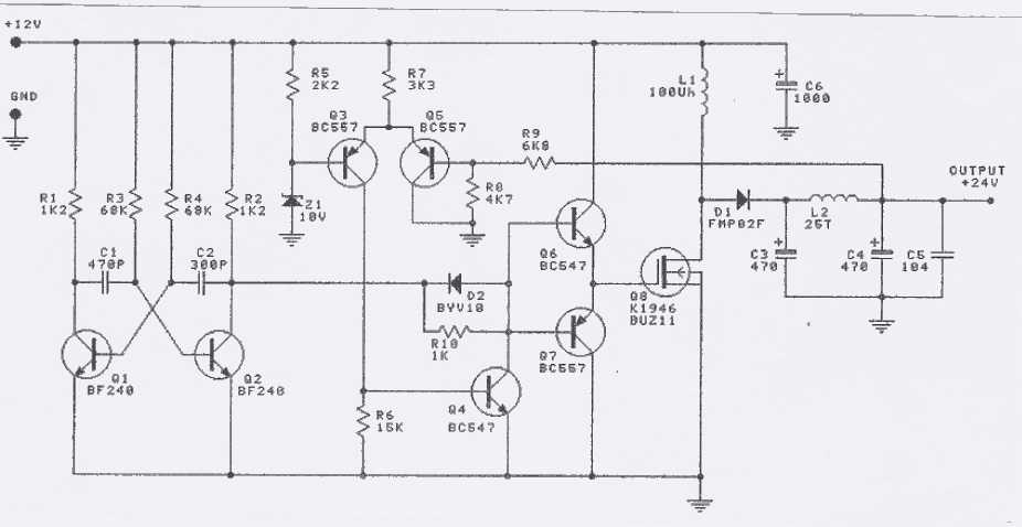 12 volt to 24 volt converter circuit diagram