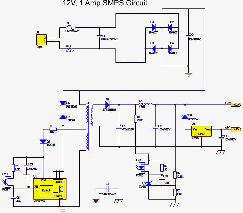 12 volt smps circuit diagram