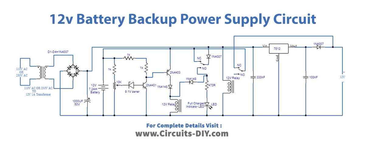 12v battery backup power supply circuit diagram