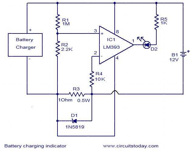 12v battery indicator circuit diagram