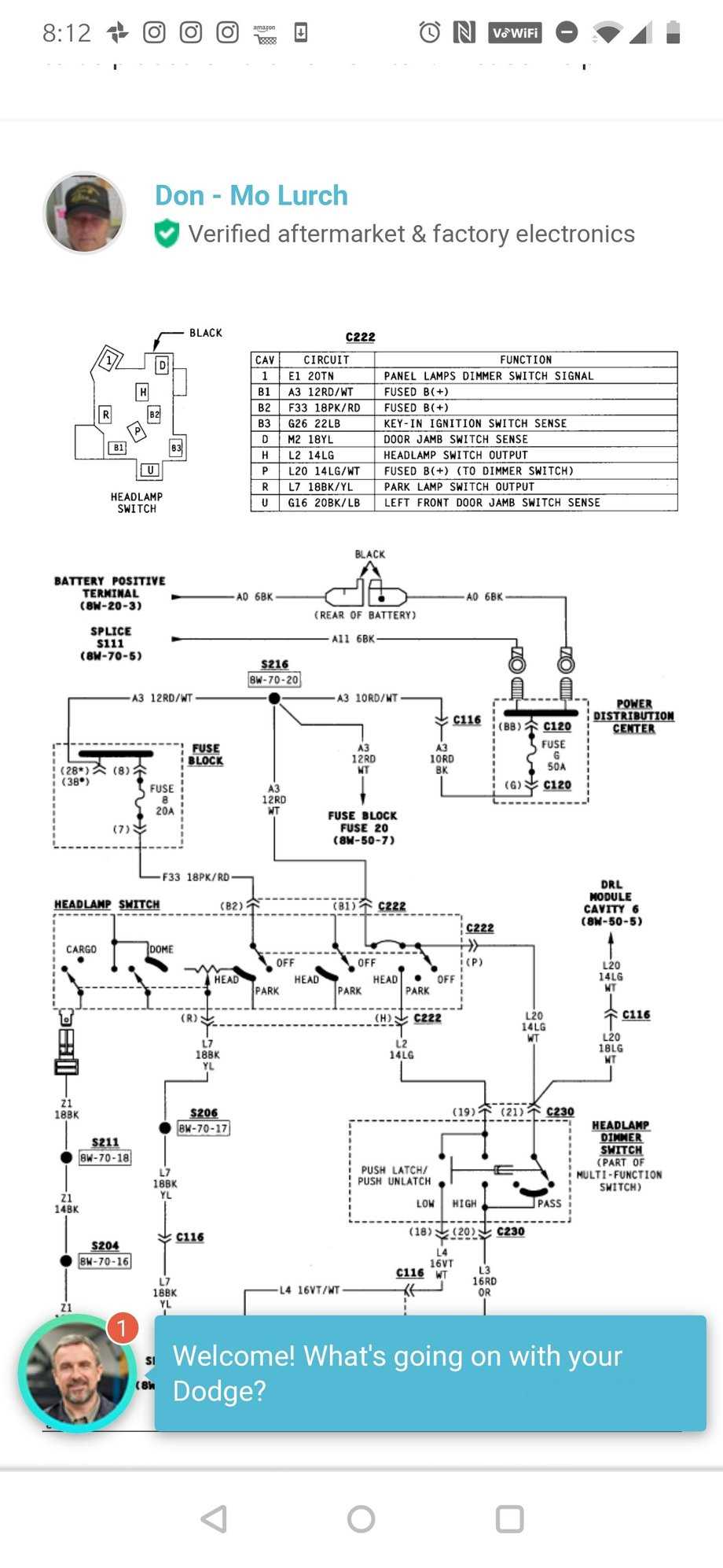 1995 dodge dakota headlight switch wiring diagram