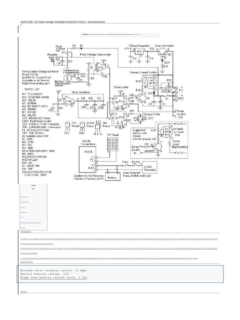 20 amp solar charge controller circuit diagram