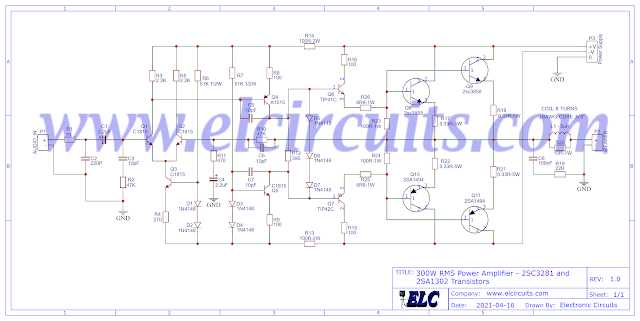300w audio amplifier circuit diagram
