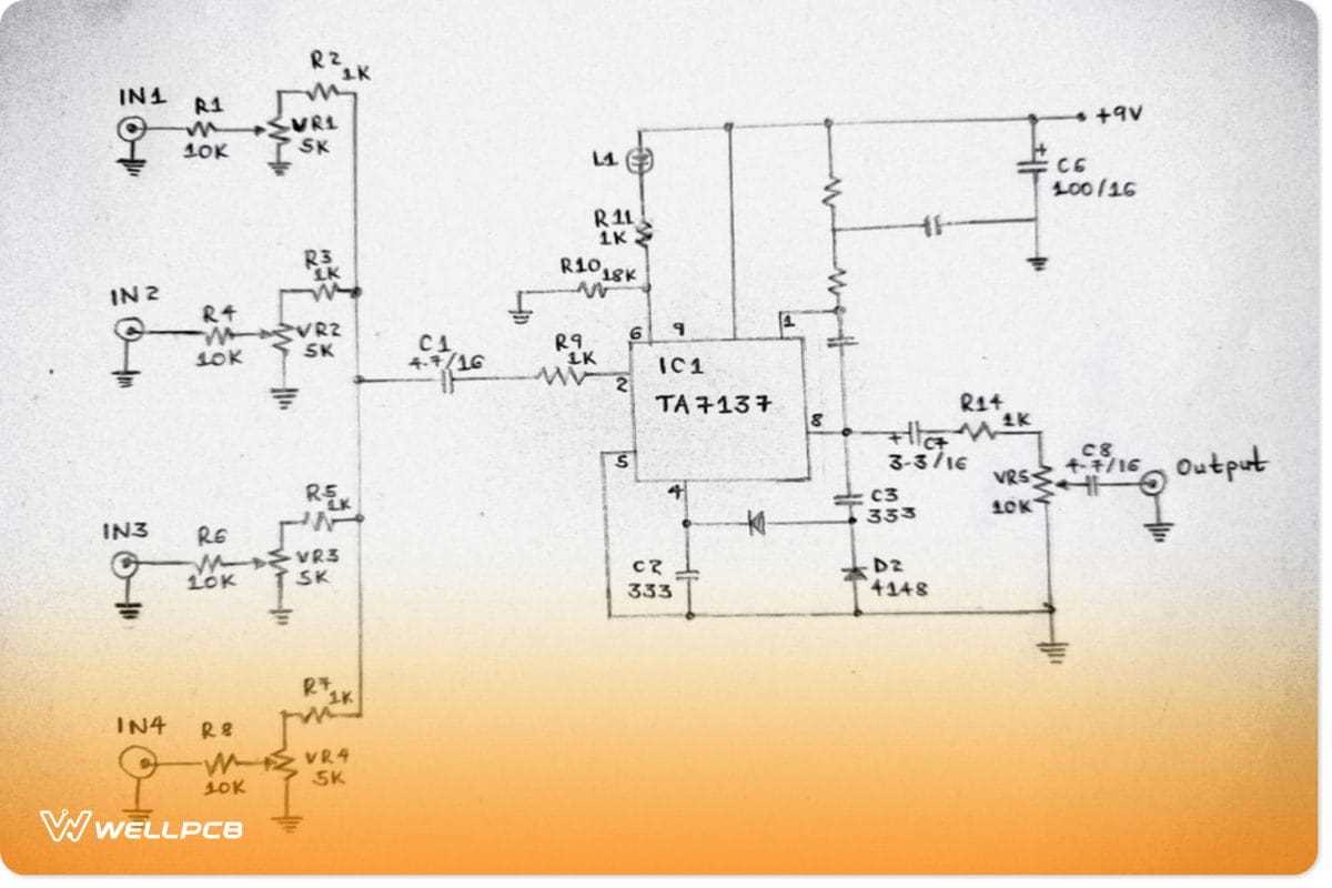 4 channel audio mixer circuit diagram