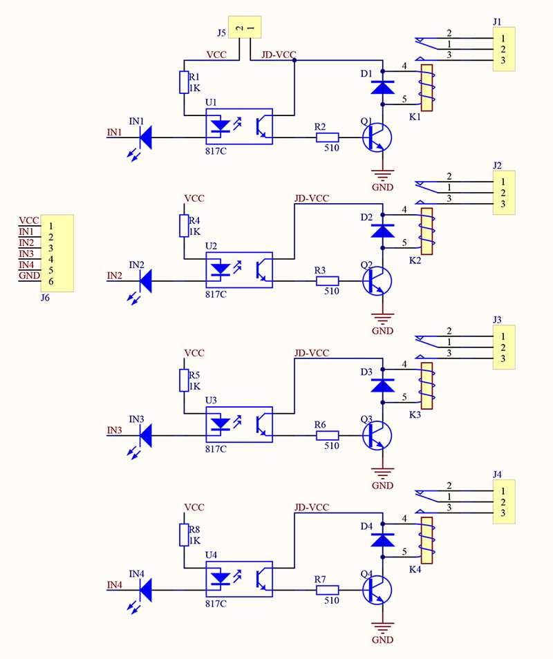 4 channel relay module circuit diagram