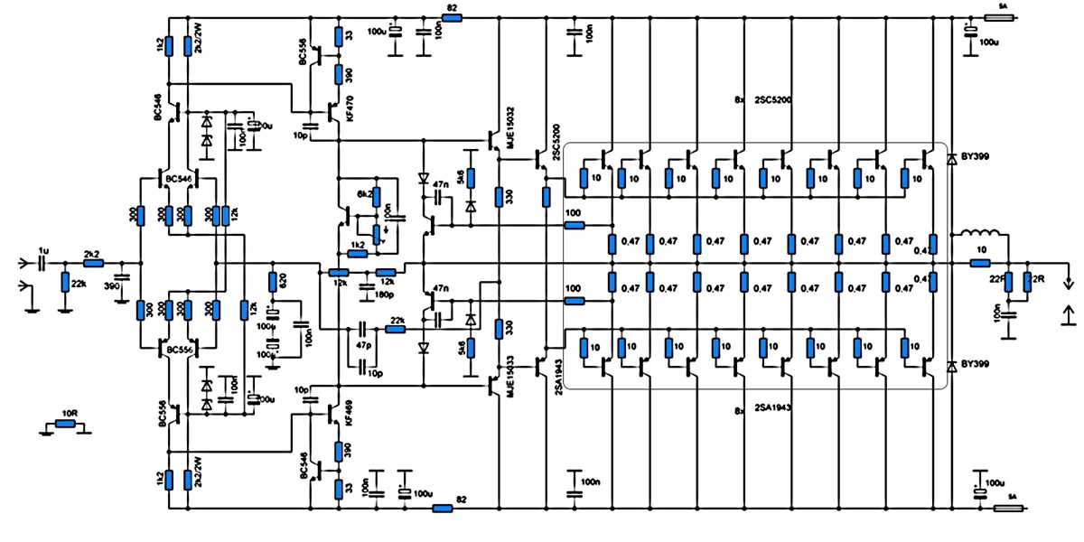 5000w power amplifier circuit diagram