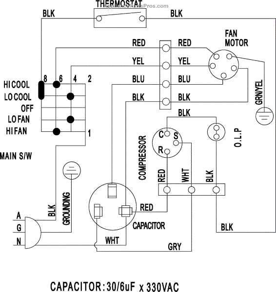 air conditioner compressor capacitor wiring diagram