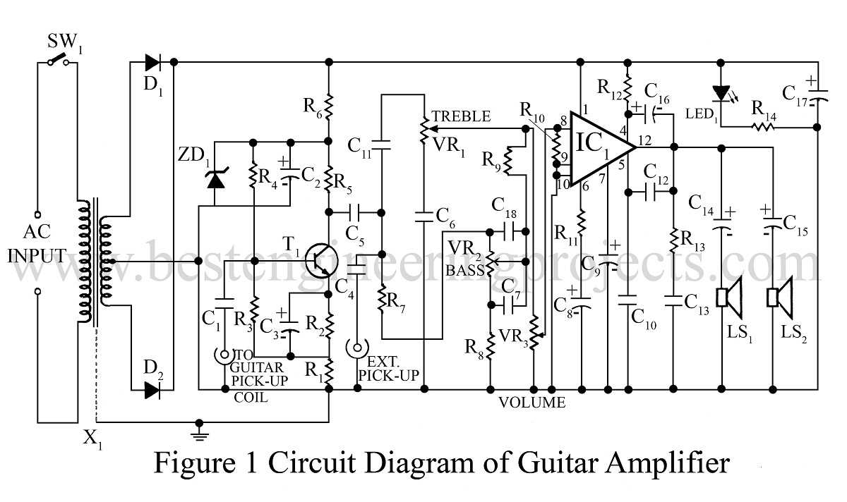 bass guitar amplifier circuit diagram