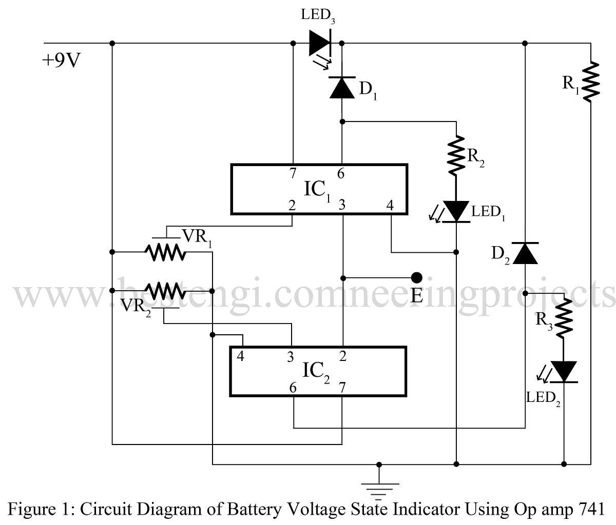 battery level indicator circuit diagram
