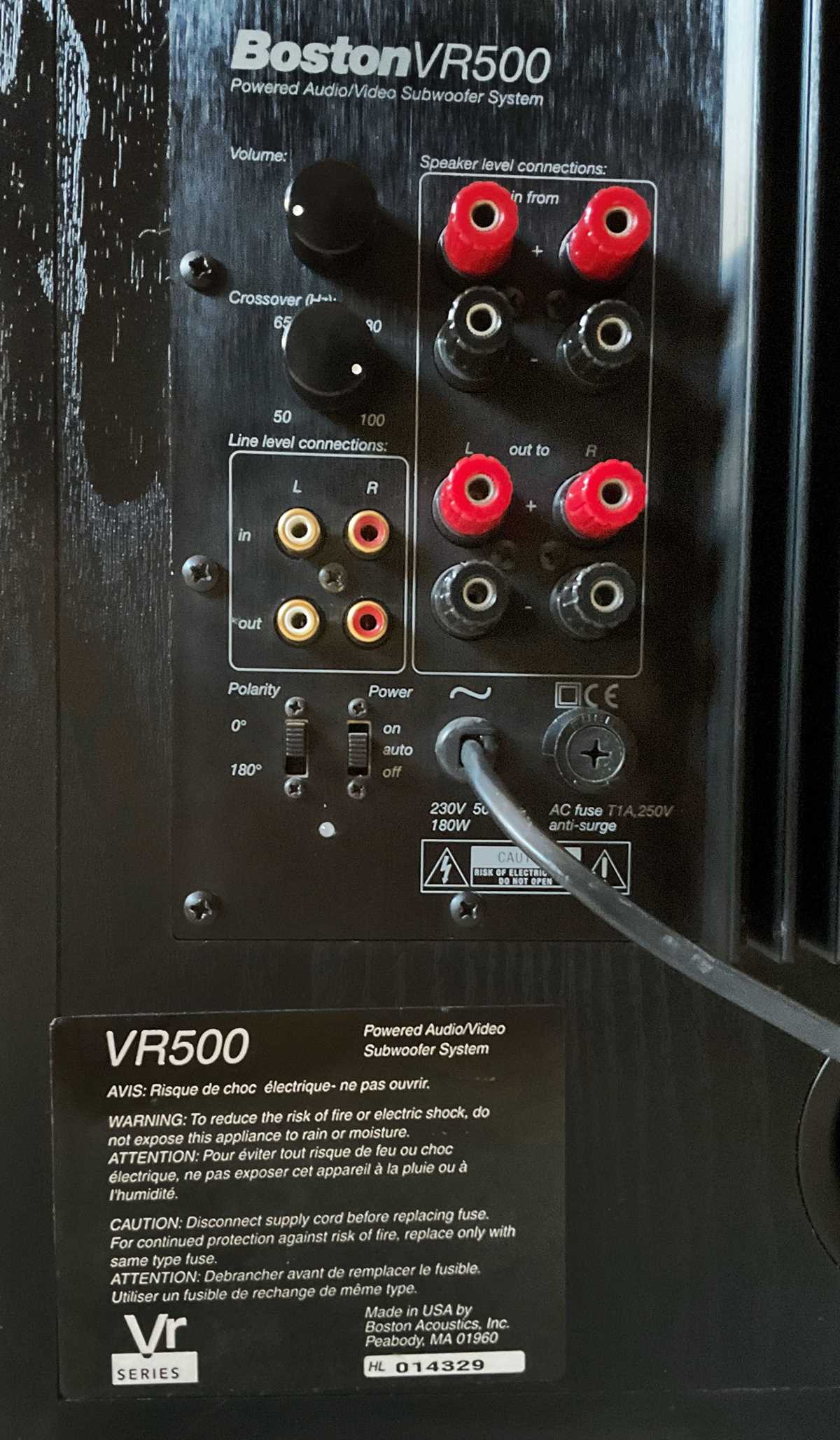 boston vr500 subwoofer wiring schematic diagram