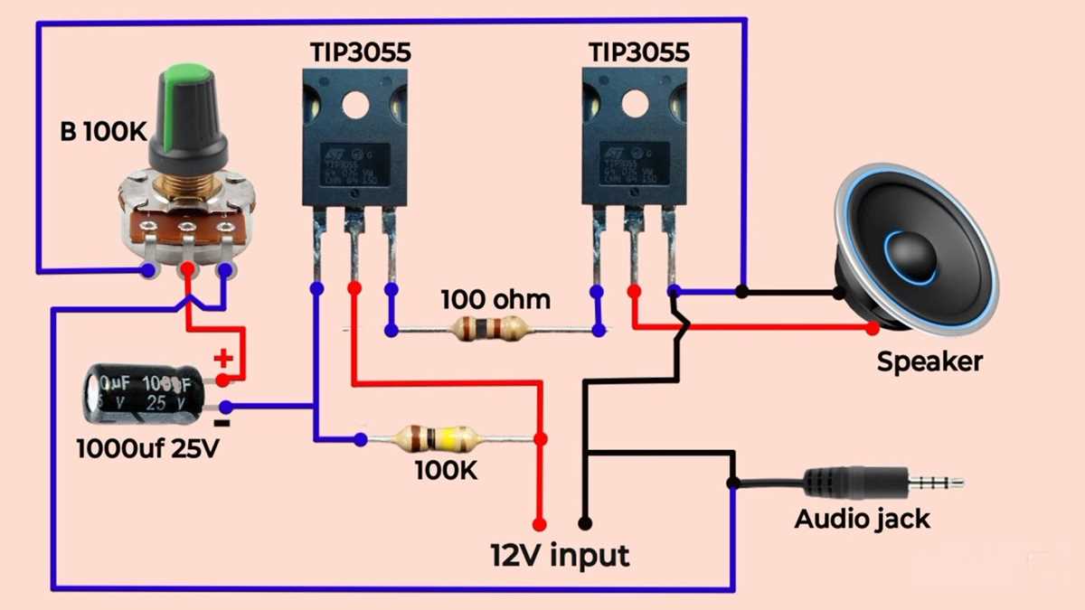 circuit diagram of audio amplifier of 12v