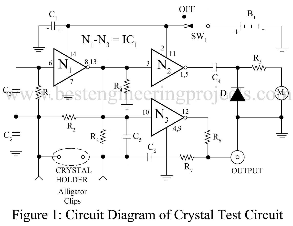 crystal tester circuit schematic diagram