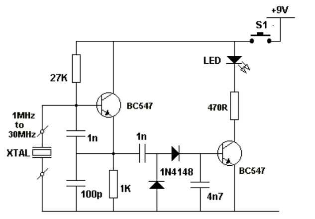 crystal tester circuit schematic diagram