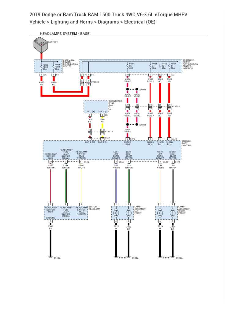 dodge ram headlight wiring diagram