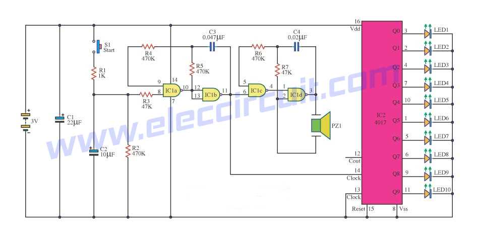 electronic roulette wheel circuit diagram