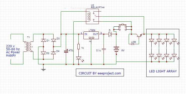 emergency light system circuit diagram