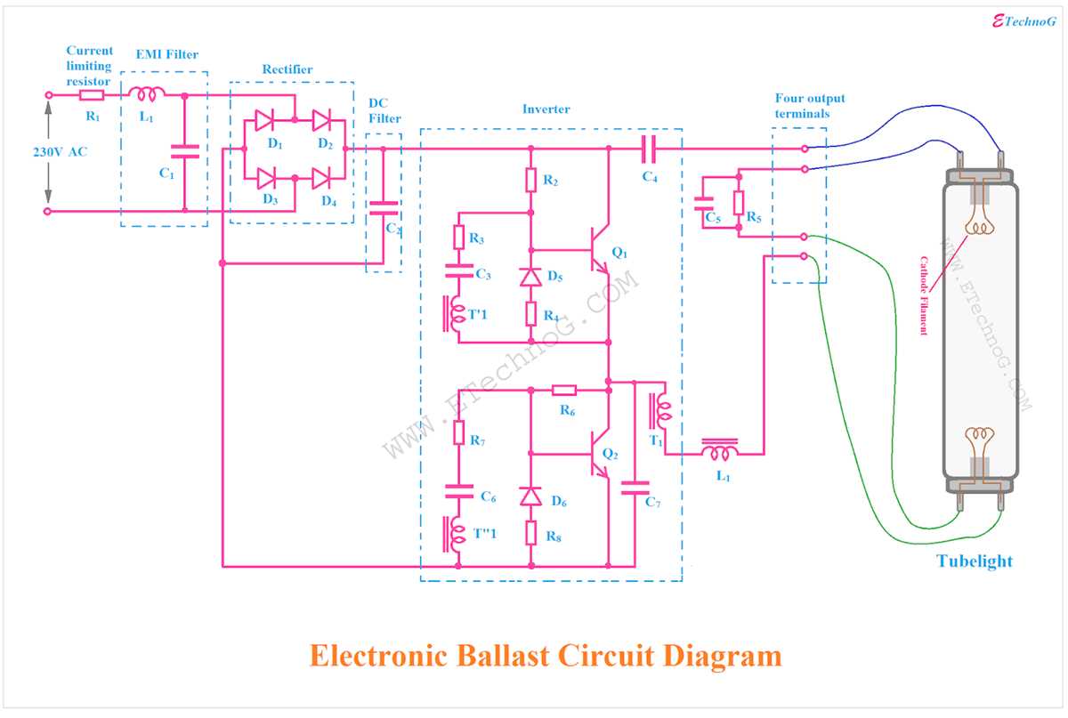 fluorescent lamp ballast circuit diagram