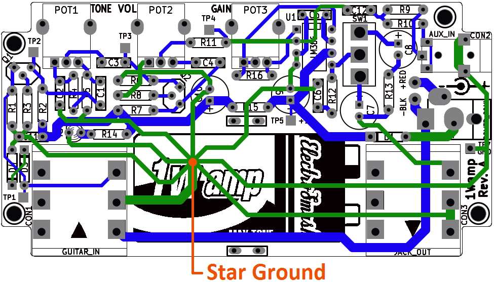 guitar amplifier circuit diagram with pcb layout