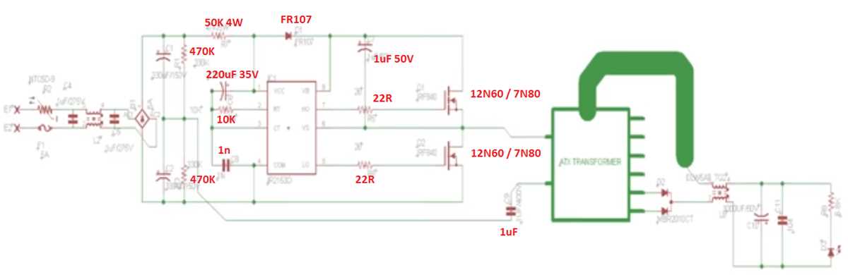half bridge smps circuit diagram