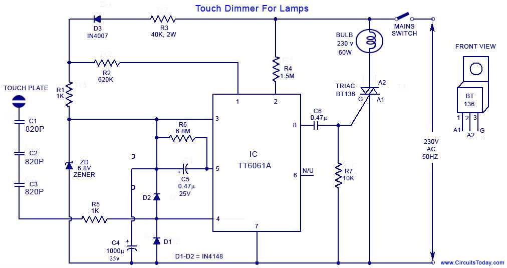 lamp dimmer schematic diagram