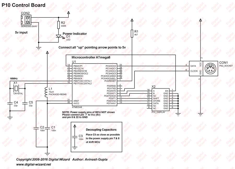 led running message display circuit diagram