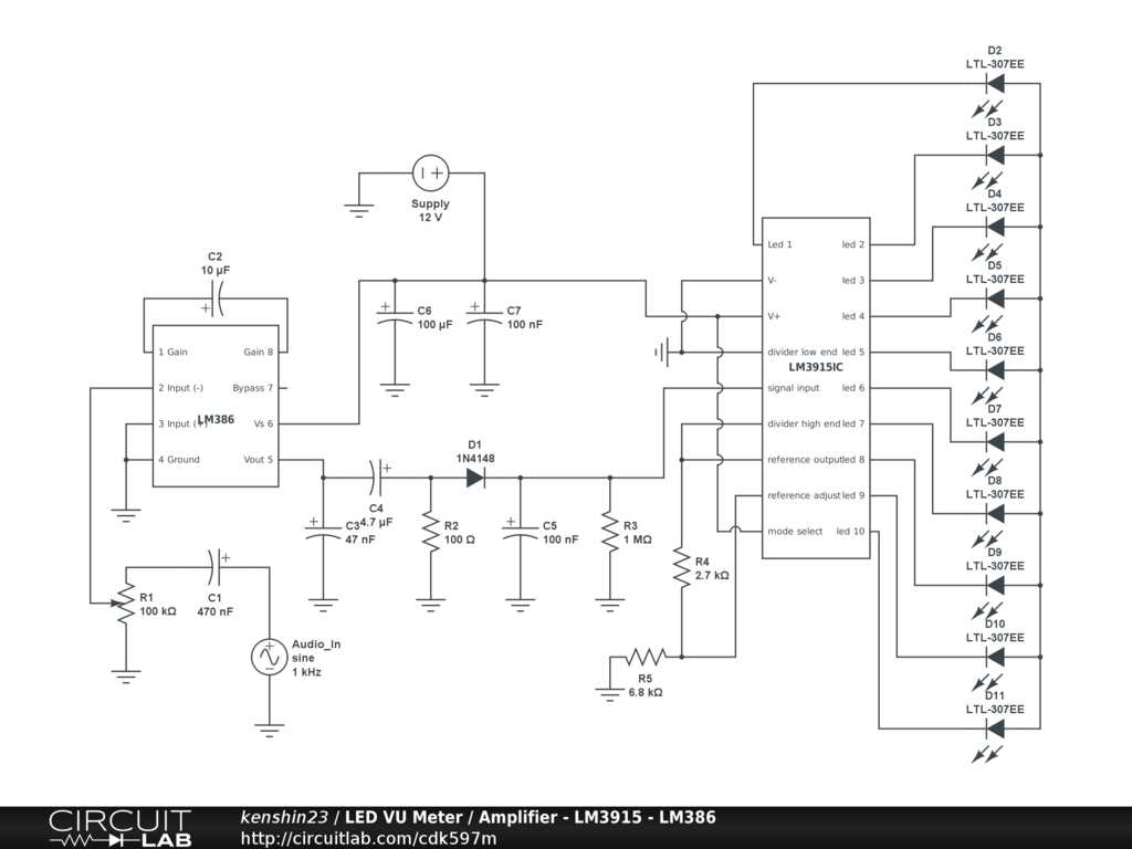 led vu meter circuit diagram