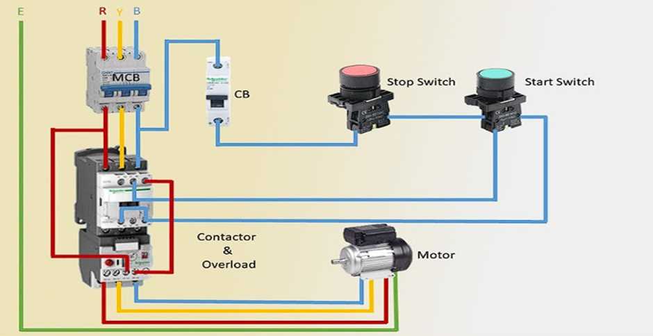 motor dol starter circuit diagram