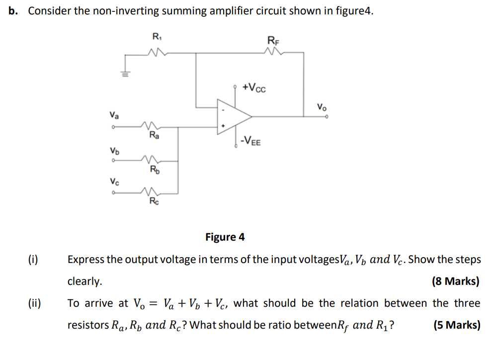 non inverting summing amplifier circuit diagram
