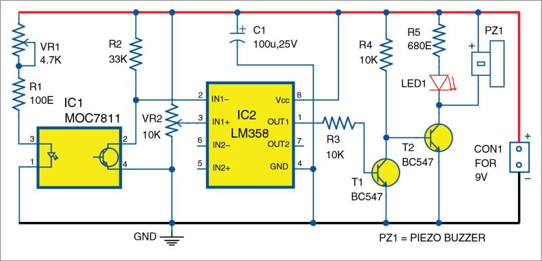 optical smoke detector circuit diagram