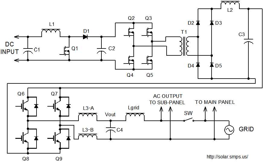 schematic circuit diagram of solar inverter