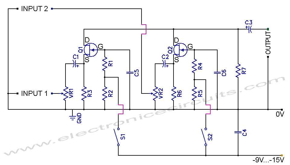 schematic diagram audio mixer