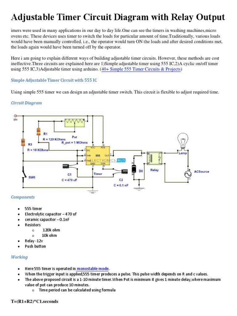 schematic diagram for a timer