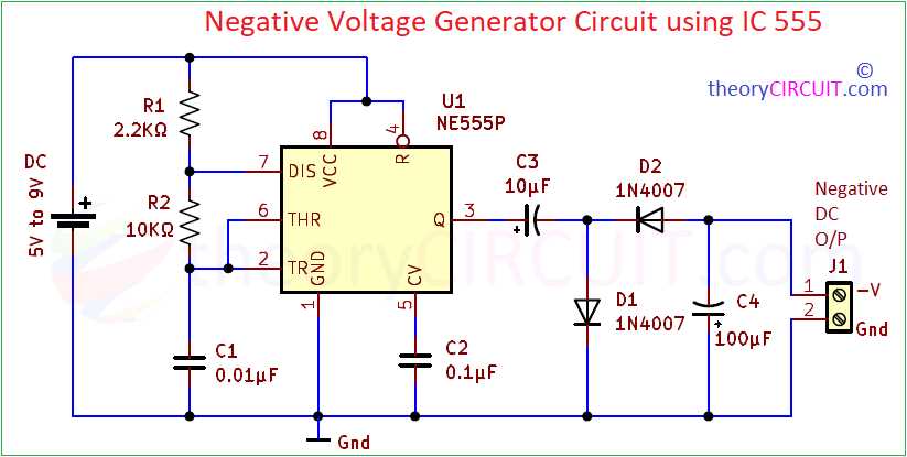 schematic diagram where voltage is negative