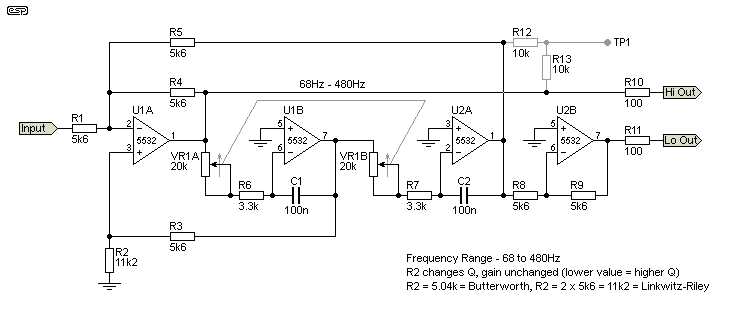 subwoofer crossover circuit diagram