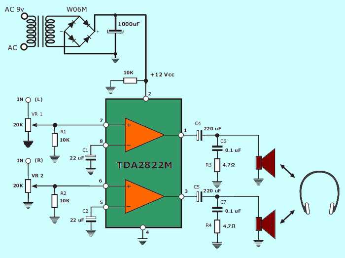 tda2822 ic circuit diagram