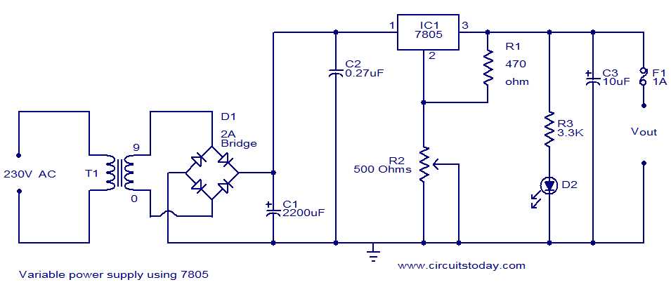 variable dc power supply schematic diagram
