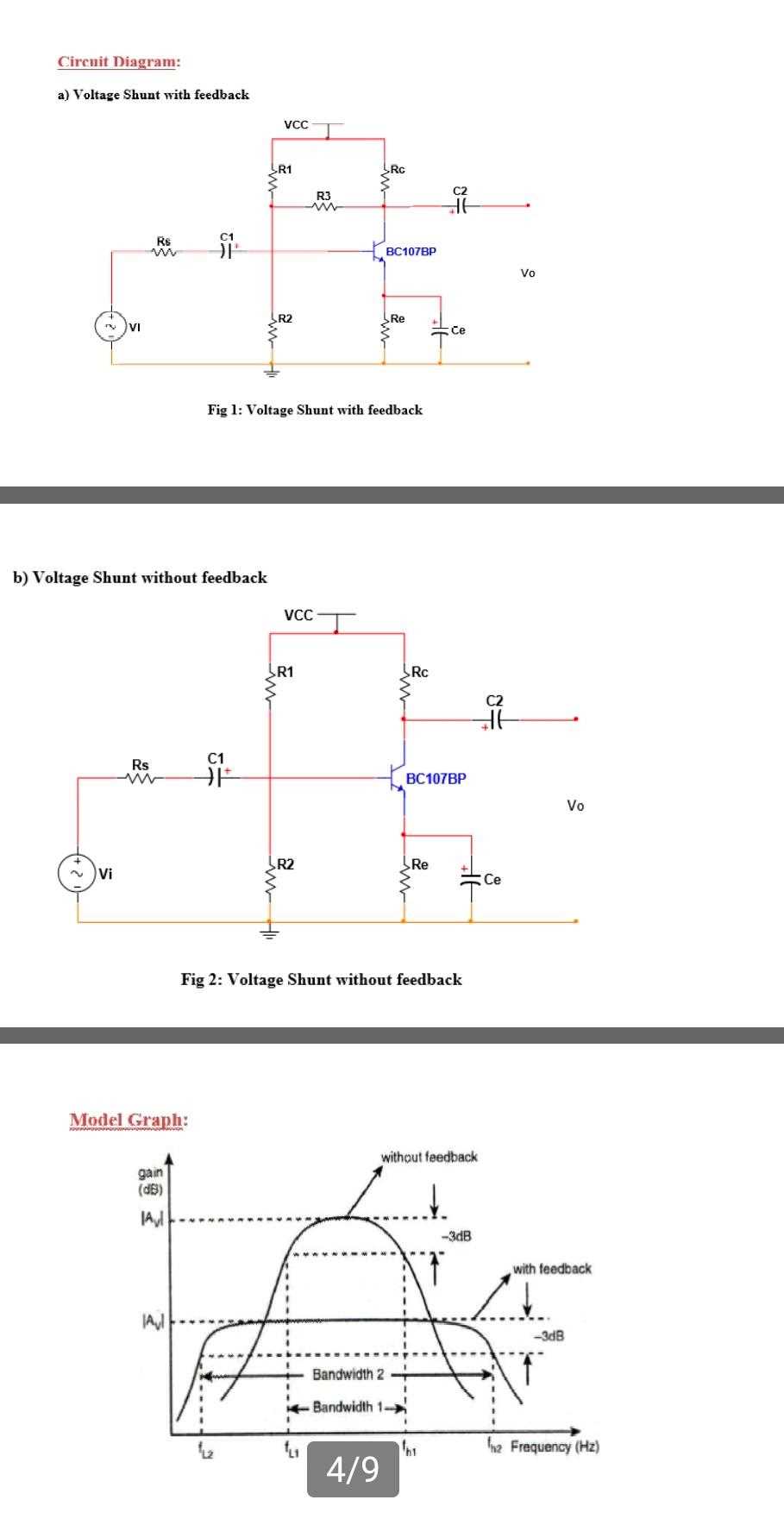 voltage shunt feedback amplifier circuit diagram