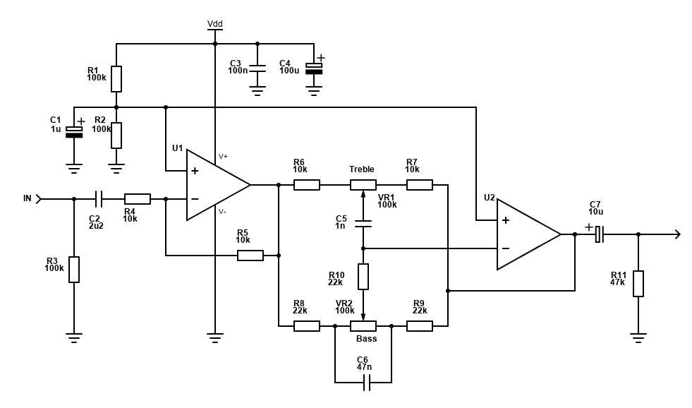 schematic diagram of tone control