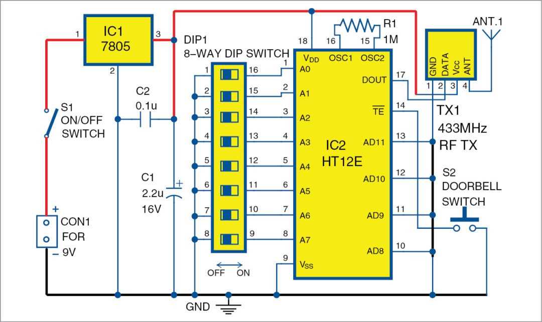 wireless doorbell schematic circuit diagram
