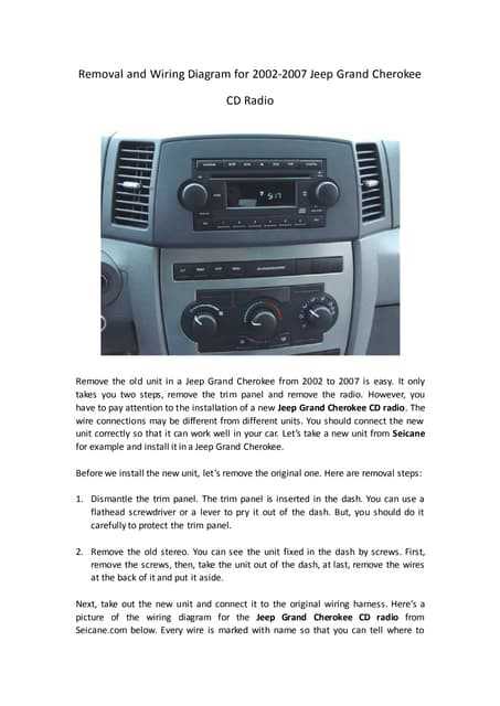 2004 jeep grand cherokee radio wiring harness diagram
