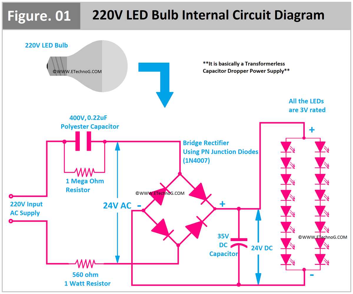 led bulb circuit diagram