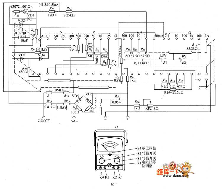 analog multimeter circuit diagram