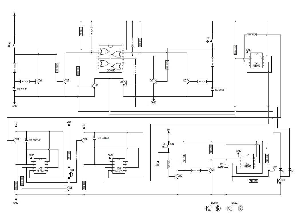 burglar alarm system circuit diagram