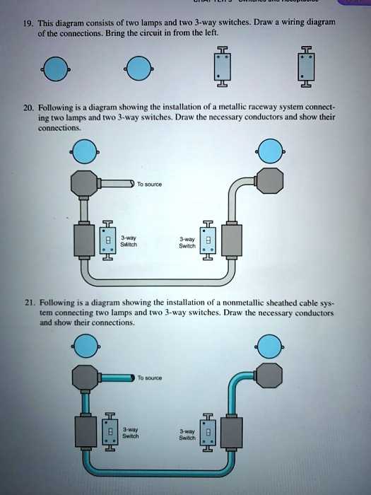 schematic diagram of one lamp controlled by two 3 way switches