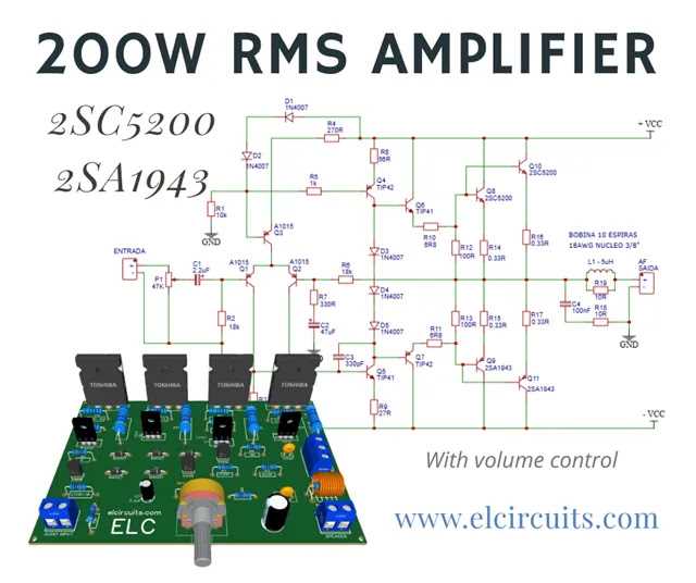 200w power amplifier circuit diagram