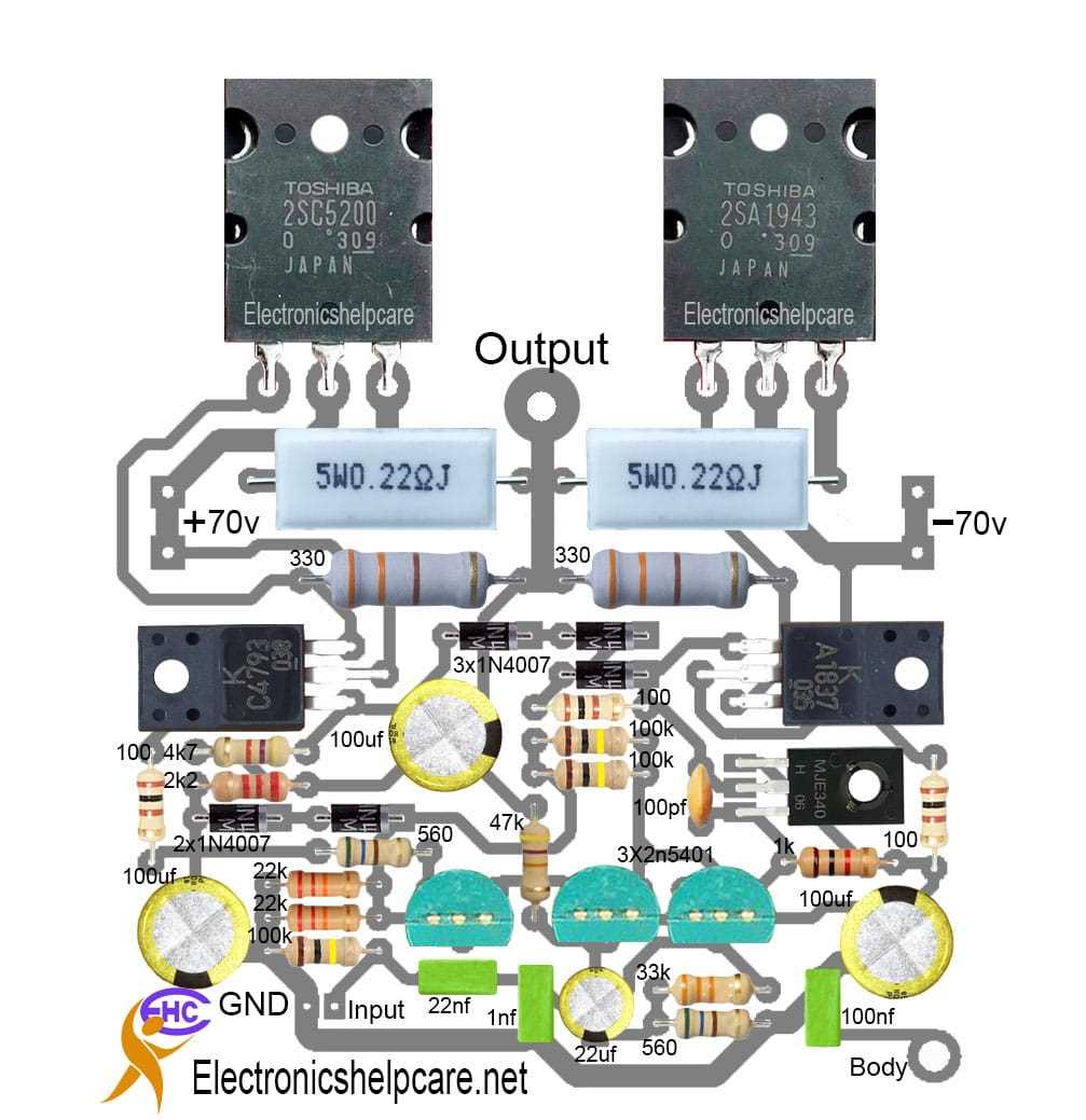ttc5200 tta1943 amplifier circuit diagram
