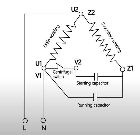capacitor 4 wire ac motor wiring diagram