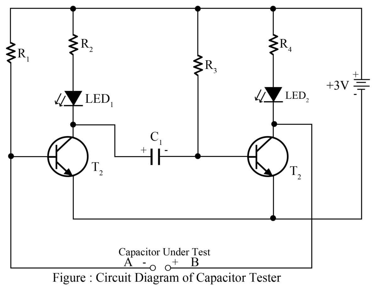 simple capacitor tester circuit diagram