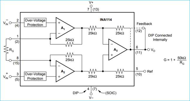 draw schematic diagram of instrumentation amplifier
