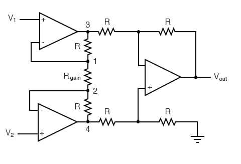 draw schematic diagram of instrumentation amplifier